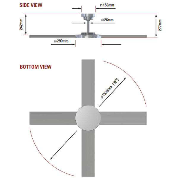 Revolution 2 Ceiling Fan with Remote by Hunter Pacific – White 52″
