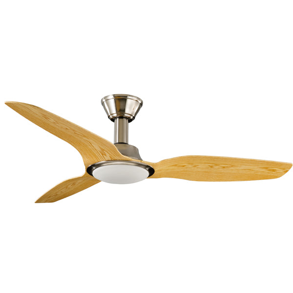Trident DC Ceiling Fan High Airflow – LED Light Satin Nickel with Pine Blades 56″