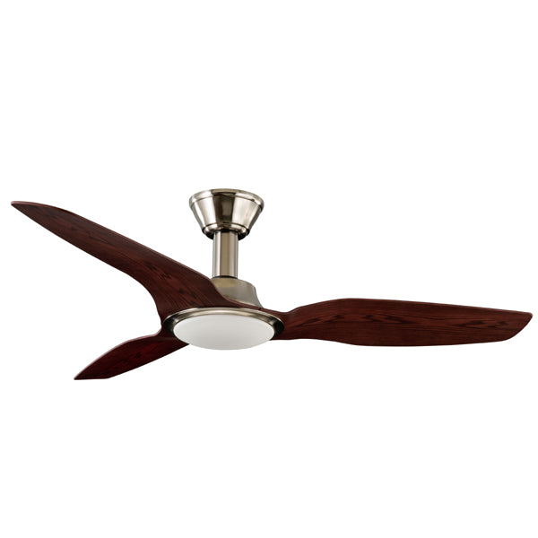 Trident DC Ceiling Fan High Airflow – LED Light Satin Nickel with Walnut Blades 56″